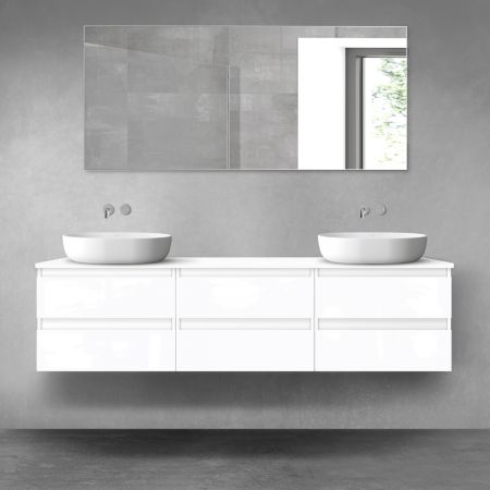 Oltens Vernal bathroom furniture set 180 cm with countertop, white gloss 68489000