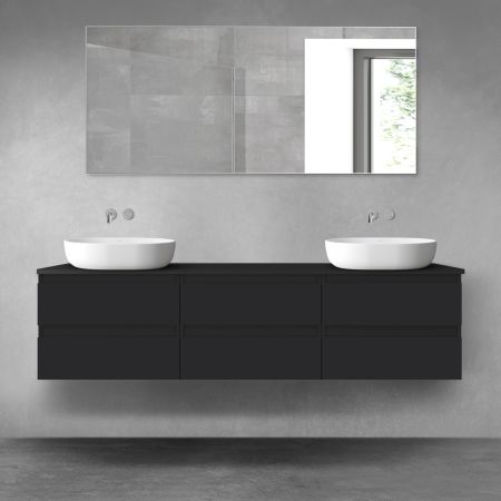 Oltens Vernal bathroom furniture set 180 cm with countertop, matte black 68489300