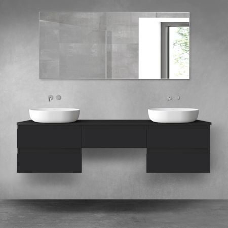 Oltens Vernal bathroom furniture set 180 cm with countertop, matte black 68490300