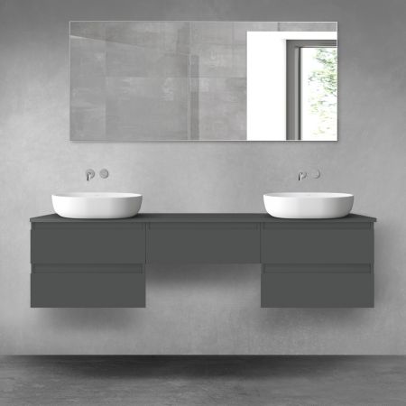 Oltens Vernal bathroom furniture set 180 cm with countertop, matte graphite 68490400