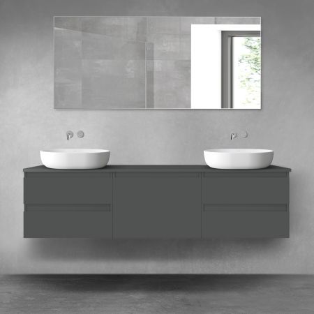 Oltens Vernal bathroom furniture set 180 cm with countertop, matte graphite 68491400