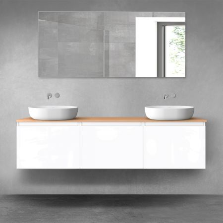 Oltens Vernal bathroom furniture set 180 cm with countertop, white gloss/oak 68493000