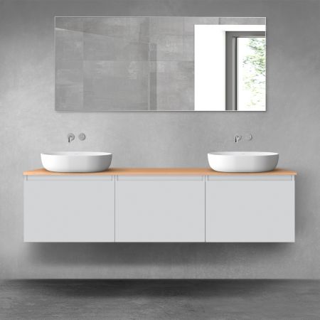 Oltens Vernal bathroom furniture set 180 cm with countertop, matte grey/oak 68493700