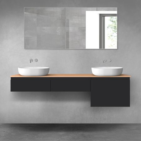 Oltens Vernal zestaw mebli łazienkowych 180 cm z blatem czarny mat/dąb 68495300