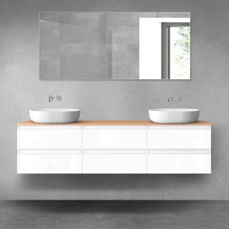 Oltens Vernal bathroom furniture set 180 cm with countertop, white gloss/oak 68496000