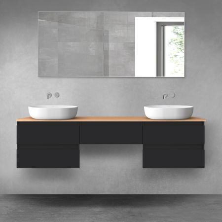 Oltens Vernal zestaw mebli łazienkowych 180 cm z blatem czarny mat/dąb 68497300