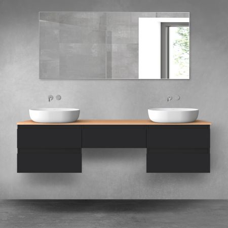 Oltens Vernal bathroom furniture set 180 cm with countertop, matte black/oak 68497300