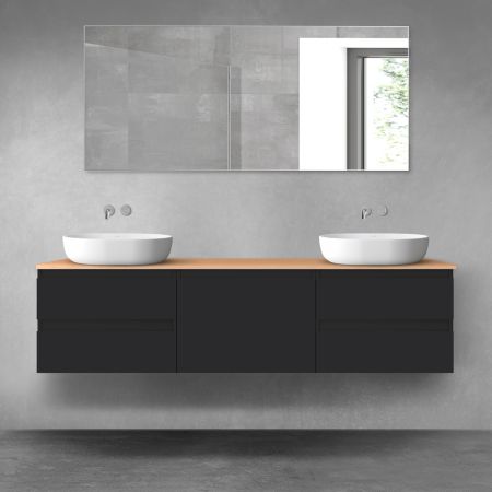 Oltens Vernal bathroom furniture set 180 cm with countertop, matte black/oak 68498300