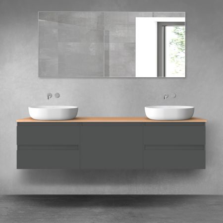 Oltens Vernal bathroom furniture set 180 cm with countertop, matte graphite/oak 68498400