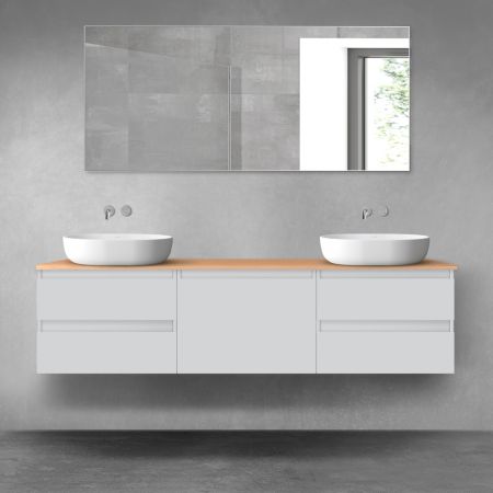 Oltens Vernal bathroom furniture set 180 cm with countertop, matte grey/oak 68498700