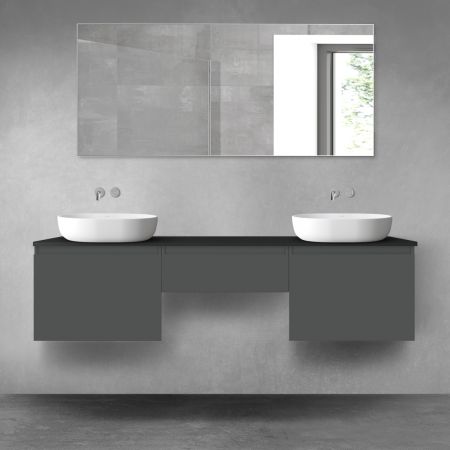 Oltens Vernal bathroom furniture set 180 cm with countertop, matte graphite/matte black 68501400