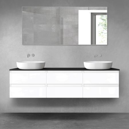 Oltens Vernal bathroom furniture set 180 cm with countertop, white gloss/matte black 68503000