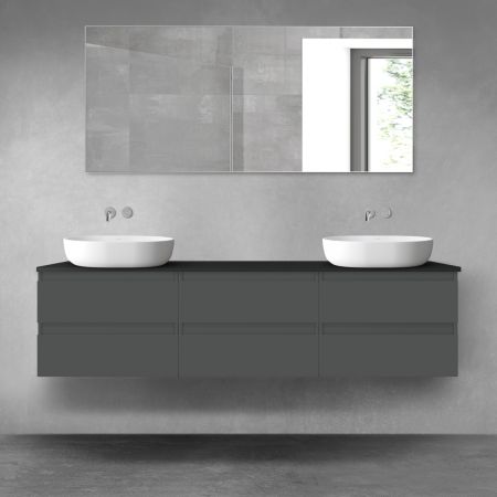 Oltens Vernal bathroom furniture set 180 cm with countertop, matte graphite/matte black 68503400