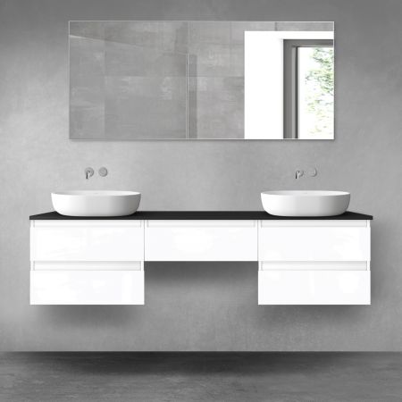 Oltens Vernal bathroom furniture set 180 cm with countertop, white gloss/matte black 68504000