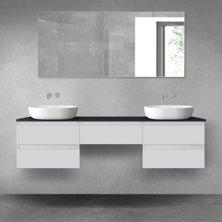 Oltens Vernal bathroom furniture set 180 cm with countertop, matte grey/matte black 68504700