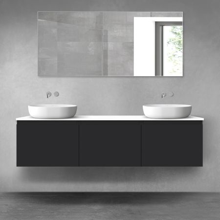 Oltens Vernal bathroom furniture set 180 cm with countertop, matte grey/matte black 68500700