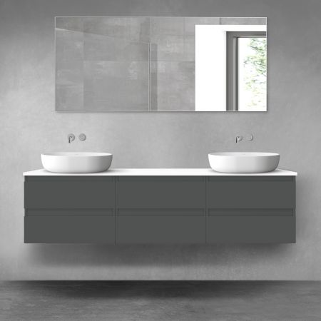 Oltens Vernal bathroom furniture set 180 cm with countertop, matte graphite/white gloss 68510400