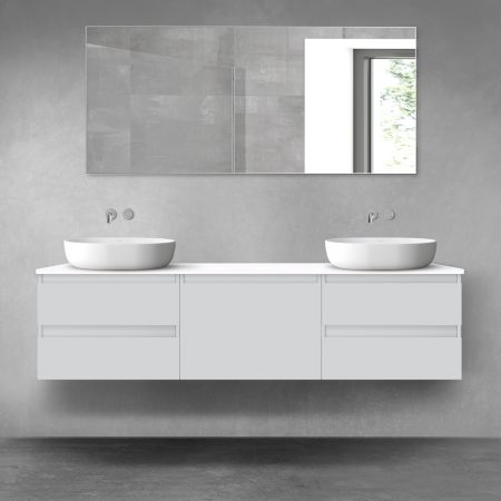 Oltens Vernal bathroom furniture set 180 cm with countertop, matte grey/white gloss 68512700