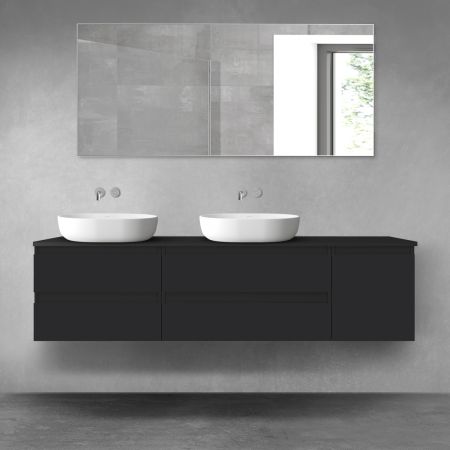 Oltens Vernal bathroom furniture set 180 cm with countertop, matte black 68513300