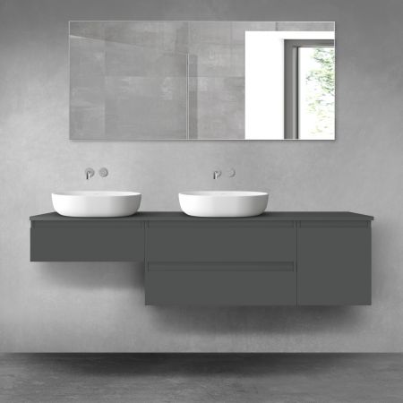 Oltens Vernal bathroom furniture set 180 cm with countertop, matte graphite 68514400