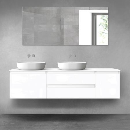 Oltens Vernal bathroom furniture set 180 cm with countertop, white gloss 68515000