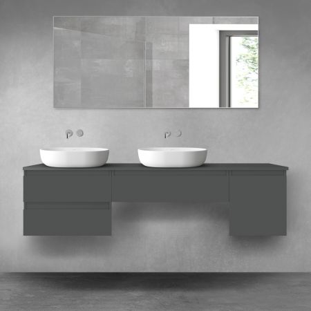 Oltens Vernal bathroom furniture set 180 cm with countertop, matte graphite 68516400