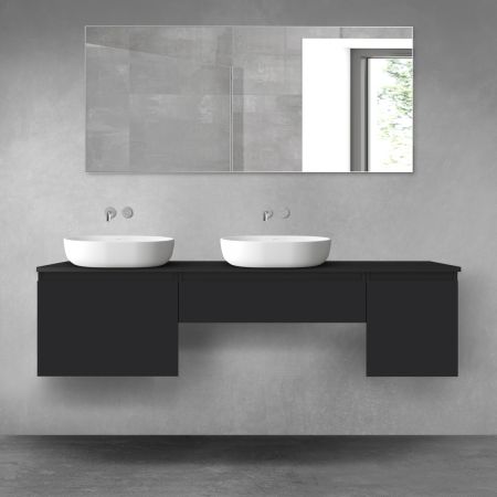 Oltens Vernal zestaw mebli łazienkowych 180 cm z blatem czarny mat 68518300