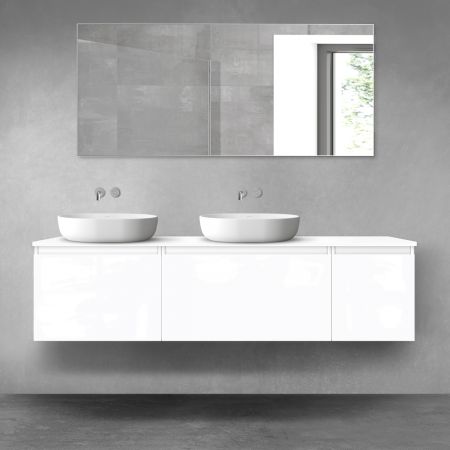 Oltens Vernal bathroom furniture set 180 cm with countertop, white gloss 68521000