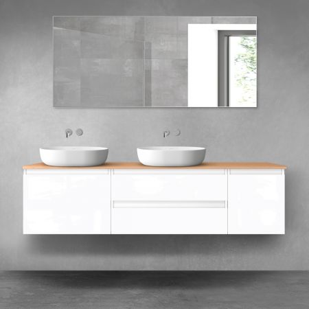 Oltens Vernal bathroom furniture set 180 cm with countertop, white gloss/oak 68524000