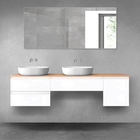 Oltens Vernal bathroom furniture set 180 cm with countertop, matte graphite/oak 68525000