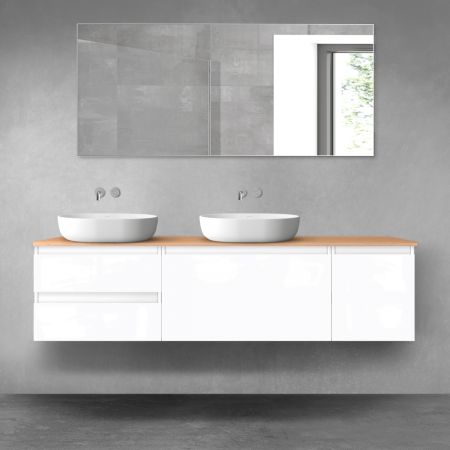 Oltens Vernal bathroom furniture set 180 cm with countertop, white gloss/oak 68528000