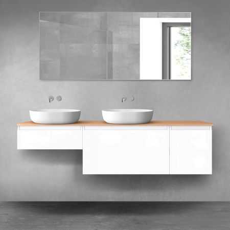 Oltens Vernal bathroom furniture set 180 cm with countertop, matte graphite/oak 68529000