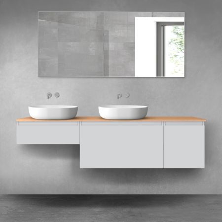 Oltens Vernal bathroom furniture set 180 cm with countertop, matte grey/oak 68529700