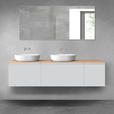 Oltens Vernal bathroom furniture set 180 cm with countertop, matte grey/oak 68530700