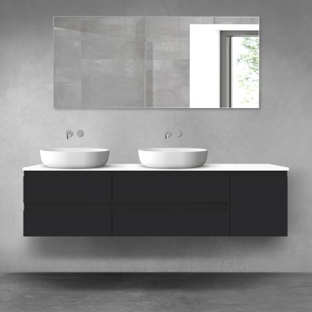 Oltens Vernal bathroom furniture set 180 cm with countertop, matte black/white gloss 68531300