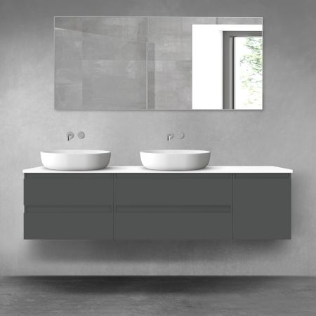 Oltens Vernal bathroom furniture set 180 cm with countertop, matte graphite/white gloss 68531400