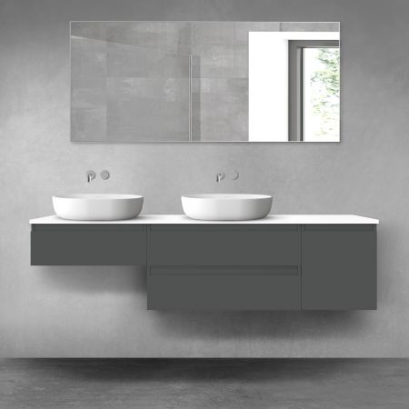 Oltens Vernal bathroom furniture set 180 cm with countertop, matte graphite/white gloss 68532400