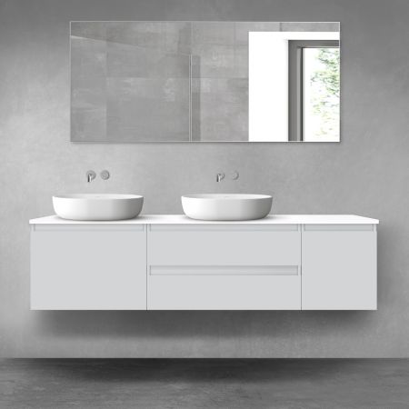 Oltens Vernal bathroom furniture set 180 cm with countertop, matte grey/white gloss 68533700