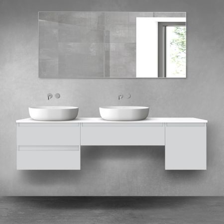 Oltens Vernal bathroom furniture set 180 cm with countertop, matte grey/white gloss 68534700