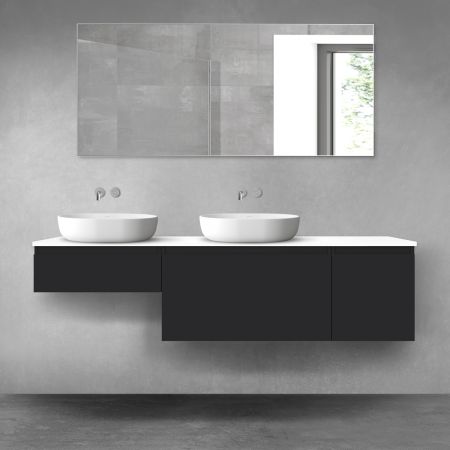 Oltens Vernal zestaw mebli łazienkowych 180 cm z blatem czarny mat/biały połysk 68538300