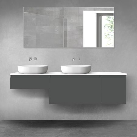 Oltens Vernal zestaw mebli łazienkowych 180 cm z blatem grafit mat/biały połysk 68538400
