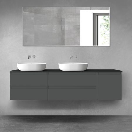 Oltens Vernal bathroom furniture set 180 cm with countertop, matte graphite/matte black 68540400