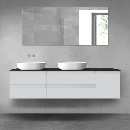 Oltens Vernal bathroom furniture set 180 cm with countertop, matte grey/matte black 68540700