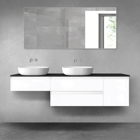 Oltens Vernal bathroom furniture set 180 cm with countertop, white gloss/matte black 68541000