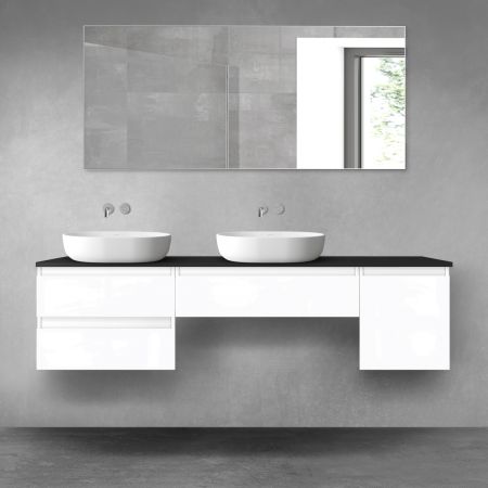 Oltens Vernal bathroom furniture set 180 cm with countertop, white gloss/matte black 68543000