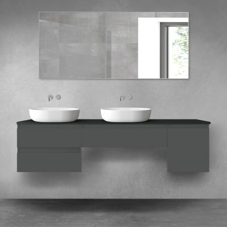 Oltens Vernal bathroom furniture set 180 cm with countertop, matte graphite/matte black 68543400