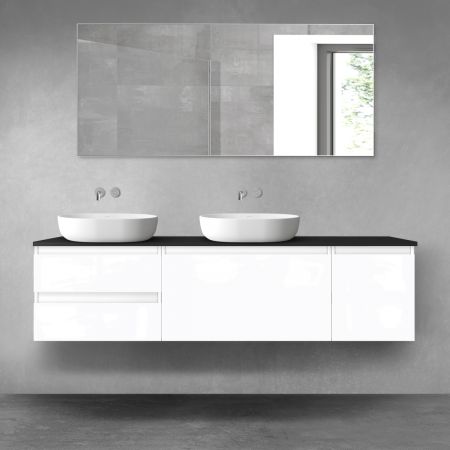 Oltens Vernal bathroom furniture set 180 cm with countertop, white gloss/matte black 68546000