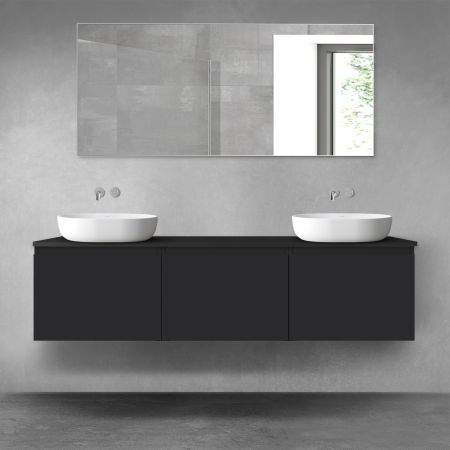 Oltens Vernal bathroom furniture set 180 cm with countertop, matte black 68549300