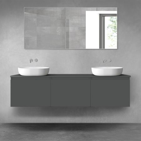 Oltens Vernal bathroom furniture set 180 cm with countertop, matte graphite 68549400