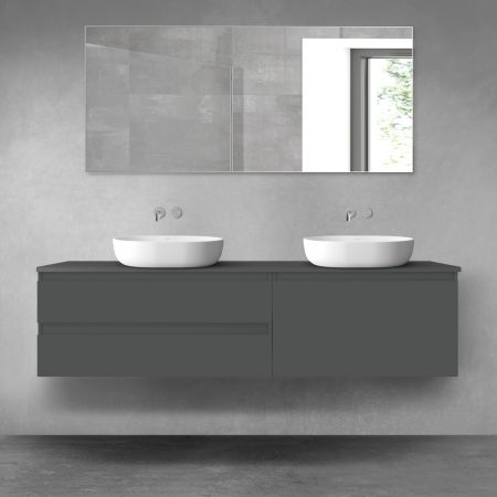 Oltens Vernal bathroom furniture set 180 cm with countertop, matte graphite 68557400